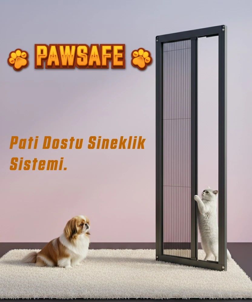 PawSafe Tek Kanatlı Pati Dostu Plise Sineklik Pencere - Antrasit Sineklik
